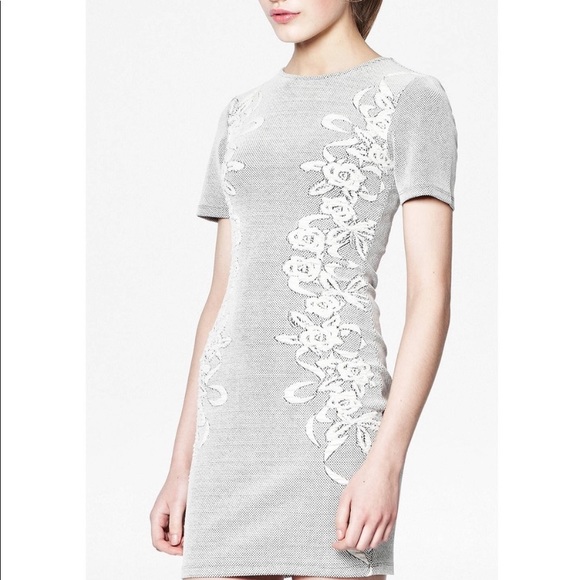 French Connection Jocelyn Jacquard Floral Fitted Bodycon Dress 10 Fall! - Picture 3 of 8